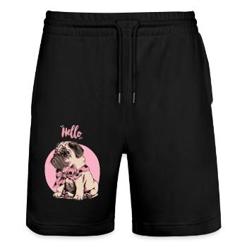 Carlin doux - Short de jogging bio TRAINER Stanley/Stella unisexe - noir - Devant - Nik (191cm) & Marisol (170cm)