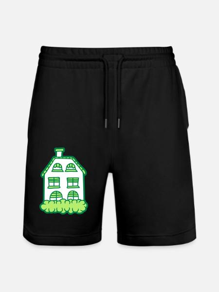 Häuschen Gemaltes Haus - Stanley/Stella Unisex Bio Joggingshorts Trainer - Schwarz