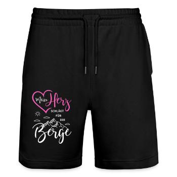 Wandern Herzschlag Mein Herz schlägt für die Berge - Stanley/Stella Unisex Bio Joggingshorts Trainer  - Schwarz - Vorne - Nik (191cm) & Marisol (170cm)