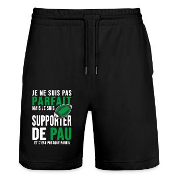 supporter rugby stade Pau club humour rugby palois - Short de jogging bio TRAINER Stanley/Stella unisexe - noir - Devant - Nik (191cm) & Marisol (170cm)