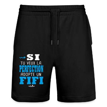 Si tu veux la perfection adopte un Fifi Philippe - Short de jogging bio TRAINER Stanley/Stella unisexe - noir - Devant - Nik (191cm) & Marisol (170cm)