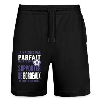 supporter foot Bordeaux humour club football - Short de jogging bio TRAINER Stanley/Stella unisexe - noir - Devant - Nik (191cm) & Marisol (170cm)