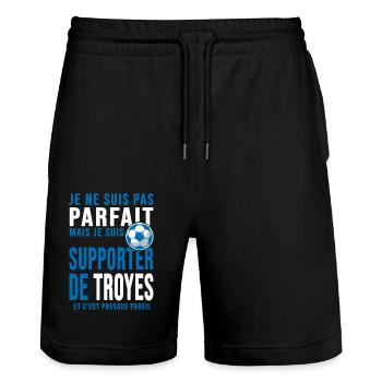 supporter football Troyes Humour foot Club Troyes - Short de jogging bio TRAINER Stanley/Stella unisexe - noir - Devant - Nik (191cm) & Marisol (170cm)