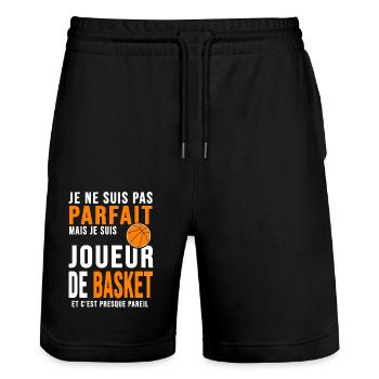 Basket joueur parfait humour basketball - Short de jogging bio TRAINER Stanley/Stella unisexe - noir - Devant - Nik (191cm) & Marisol (170cm)