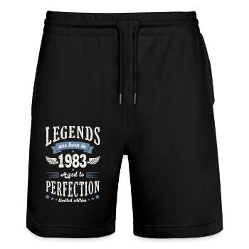 Jahrgang 1983 Geburtstag 40 Jahre Geschenklegende - Stanley/Stella Unisex Bio Joggingshorts Trainer  - Schwarz - Vorne - Nik (191cm) & Marisol (170cm)
