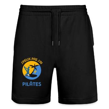 Pilates - Short de jogging bio TRAINER Stanley/Stella unisexe - noir - Devant - Nik (191cm) & Marisol (170cm)
