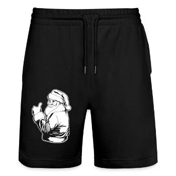Lustige Weihnachten Weihnachtsmann Daumen hoch Weihnachtsgeschenk - Stanley/Stella Unisex Bio Joggingshorts Trainer  - Schwarz - Vorne - Nik (191cm) & Marisol (170cm)