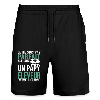 papy pas parfait grand père éleveur brebis mouton - Short de jogging bio TRAINER Stanley/Stella unisexe - noir - Devant - Nik (191cm) & Marisol (170cm)