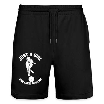 Bowling Gift Kegel Bowler Kegeln Bowling ball - Stanley/Stella Trainer Unisex Organic Jogging Shorts - black - Front - Nik (191cm) & Marisol (170cm)