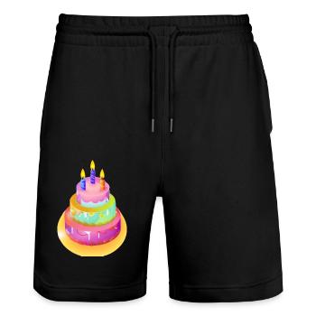 Birthday Baby Birthday Cake Birthday Party - Stanley/Stella Trainer Unisex Organic Jogging Shorts - black - Front - Nik (191cm) & Marisol (170cm)