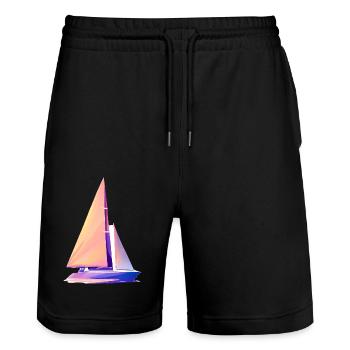 Sailing ship Sailboat Sailing Sailing Sailing Sailing - Stanley/Stella Trainer Unisex Organic Jogging Shorts - black - Front - Nik (191cm) & Marisol (170cm)