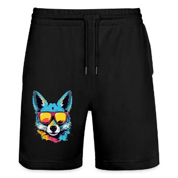 Blue the Jackal - Stanley/Stella Trainer Unisex Organic Jogging Shorts - black - Front - Nik (191cm) & Marisol (170cm)