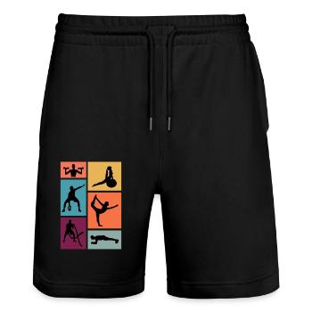 Fitness Exercise Workout Gym - Stanley/Stella Trainer Unisex Organic Jogging Shorts - black - Front - Nik (191cm) & Marisol (170cm)