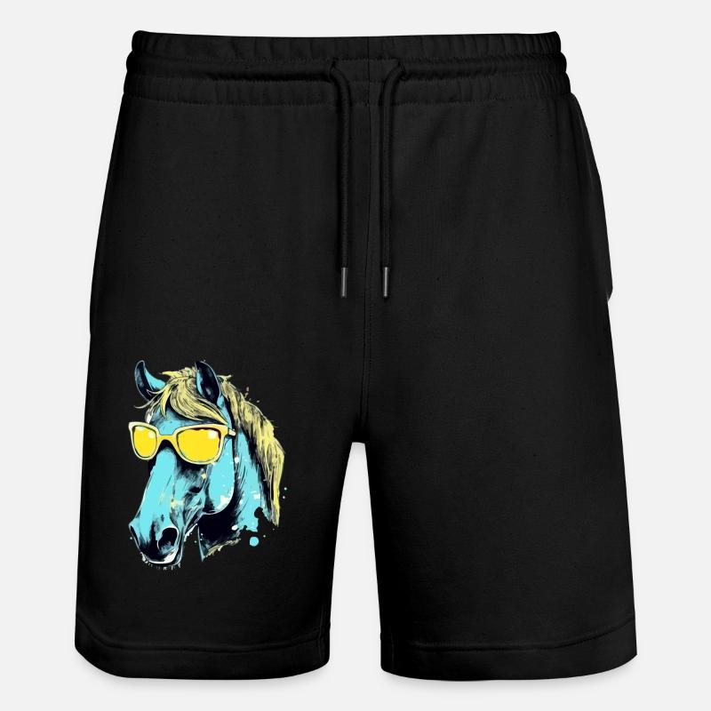 Toto, das bebrillte Pferd - Stanley/Stella Unisex Bio Joggingshorts Trainer - Schwarz