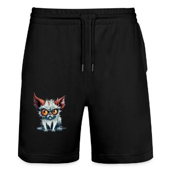 Ougo the streum - Stanley/Stella Trainer Unisex Organic Jogging Shorts - black - Front - Nik (191cm) & Marisol (170cm)