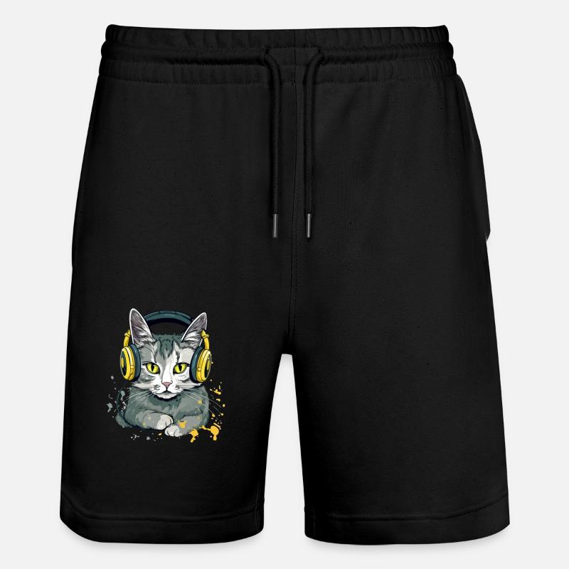 Jili le chat audiophile - Short de jogging bio TRAINER Stanley/Stella unisexe - noir