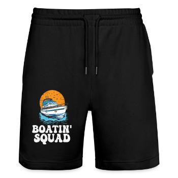 Motorboating Crew Pontoon Boatin Squad Lake Life - Stanley/Stella Trainer Unisex Organic Jogging Shorts - black - Front - Nik (191cm) & Marisol (170cm)