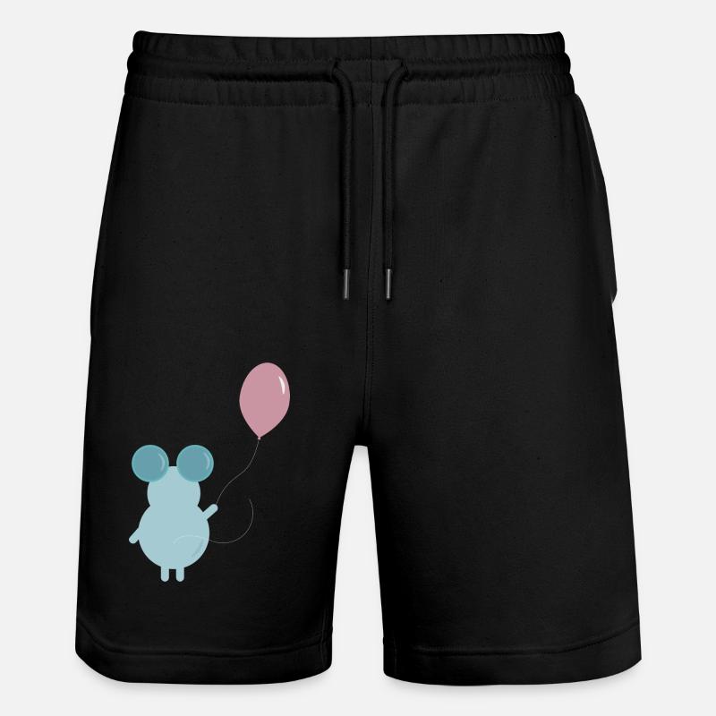 MOUSE HOLDING A BALLOON ILLUSTRATION - Stanley/Stella Unisex Bio Joggingshorts Trainer  - Schwarz