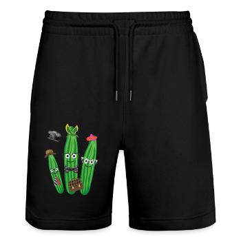 Cucumber Trio,Cucumber,Cucumber,Retro, Vintage,Glasses - Stanley/Stella Trainer Unisex Organic Jogging Shorts - black - Front - Nik (191cm) & Marisol (170cm)