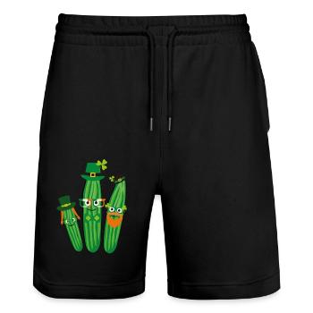 Iren,Ireland,st.patricks day,cucumbers, cucumber - Stanley/Stella Trainer Unisex Organic Jogging Shorts - black - Front - Nik (191cm) & Marisol (170cm)