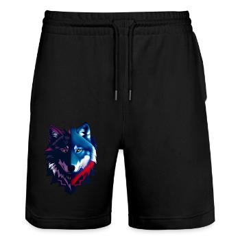 Wolf - Stanley/Stella Unisex Bio Joggingshorts Trainer  - Schwarz - Vorne - Nik (191cm) & Marisol (170cm)