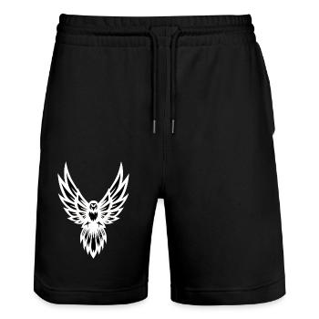 Eagle - Stanley/Stella Trainer Unisex Organic Jogging Shorts - black - Front - Nik (191cm) & Marisol (170cm)