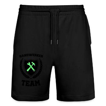 handwerker team 02 - Stanley/Stella Unisex Bio Joggingshorts Trainer  - Schwarz - Vorne - Nik (191cm) & Marisol (170cm)