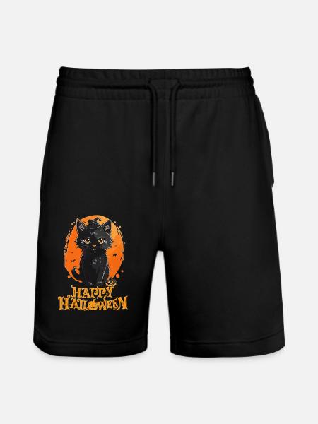 Happy Halloween - Black Cat - Stanley/Stella Trainer Unisex Organic Jogging Shorts - black