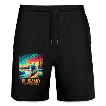 Kuusamo Finland Into The Wild - Stanley/Stella Trainer Unisex Organic Jogging Shorts - black - Front - Nik (191cm) & Marisol (170cm)