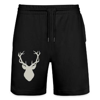 Cerf - Short de jogging bio TRAINER Stanley/Stella unisexe - noir - Devant - Nik (191cm) & Marisol (170cm)