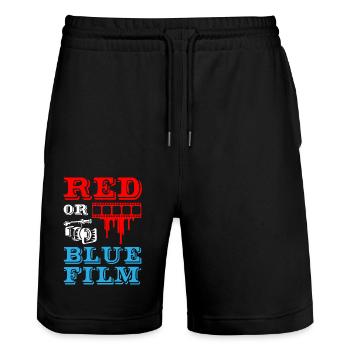 Film rouge ou bleu - Short de jogging bio TRAINER Stanley/Stella unisexe - noir - Devant - Nik (191cm) & Marisol (170cm)