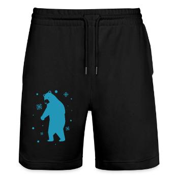 Bär - Panda Wald Natur Freiheit wild - Stanley/Stella Unisex Bio Joggingshorts Trainer  - Schwarz - Vorne - Nik (191cm) & Marisol (170cm)