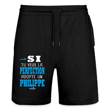 Philippe Si tu veux la perfection adopte Philippe - Short de jogging bio TRAINER Stanley/Stella unisexe - noir - Devant - Nik (191cm) & Marisol (170cm)