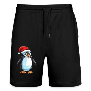 Pinguin Weihnachten Tier Kopf - Stanley/Stella Unisex Bio Joggingshorts Trainer  - Schwarz - Vorne - Nik (191cm) & Marisol (170cm)