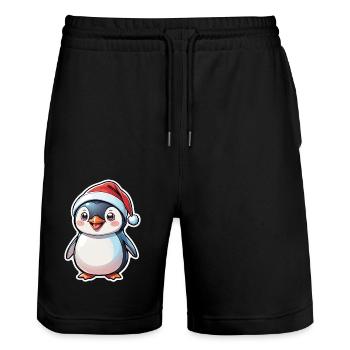 Pinguin Weihnachtsmütze - Stanley/Stella Unisex Bio Joggingshorts Trainer  - Schwarz - Vorne - Nik (191cm) & Marisol (170cm)
