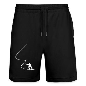 Snowboarder, Kurve, Downhill, Freerider, Winter - Stanley/Stella Unisex Bio Joggingshorts Trainer  - Schwarz - Vorne - Nik (191cm) & Marisol (170cm)