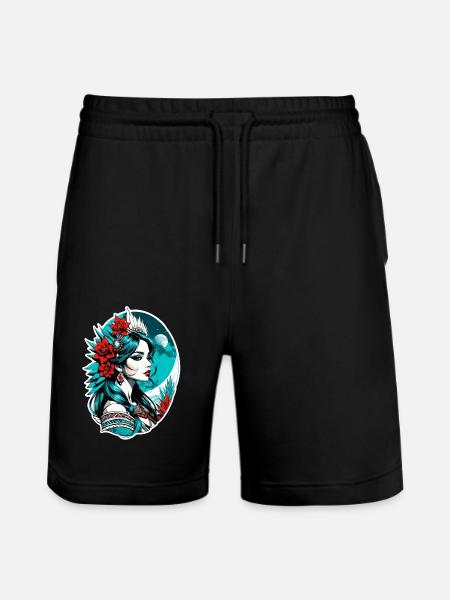 Indian Princess - Aztek - Stanley/Stella Trainer Unisex Organic Jogging Shorts - black