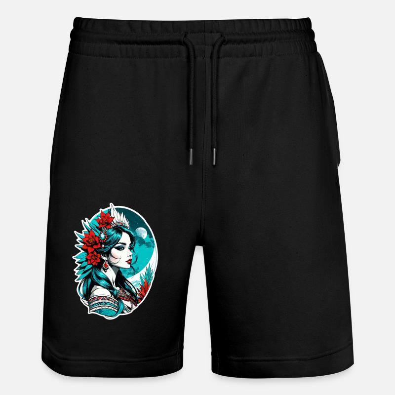 princesse indienne - aztek - Short de jogging bio TRAINER Stanley/Stella unisexe - noir