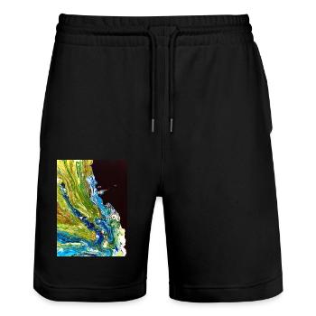 Abstrkte Landschaft - Stanley/Stella Unisex Bio Joggingshorts Trainer  - Schwarz - Vorne - Nik (191cm) & Marisol (170cm)