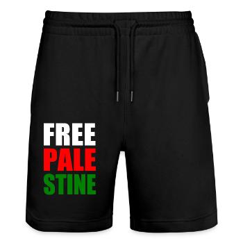 Free palestine - Stanley/Stella Unisex Bio Joggingshorts Trainer  - Schwarz - Vorne - Nik (191cm) & Marisol (170cm)