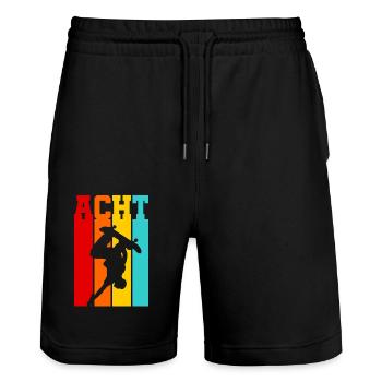 Acht Jahre alt - Alter - Geburtstag - Kind - Stanley/Stella Unisex Bio Joggingshorts Trainer  - Schwarz - Vorne - Nik (191cm) & Marisol (170cm)