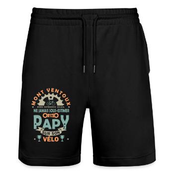 Vélo velo Mont Ventoux cadeau papy cycliste - Short de jogging bio TRAINER Stanley/Stella unisexe - noir - Devant - Nik (191cm) & Marisol (170cm)