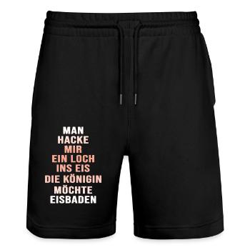 Eisbade-Königin winterbad winterharte Eisbaderin - Stanley/Stella Unisex Bio Joggingshorts Trainer  - Schwarz - Vorne - Nik (191cm) & Marisol (170cm)