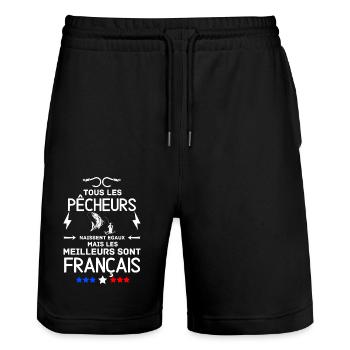 Bester französischer Fischer - Stanley/Stella Unisex Bio Joggingshorts Trainer  - Schwarz - Vorne - Nik (191cm) & Marisol (170cm)