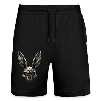 Zombie Kaninchenschädel - Stanley/Stella Unisex Bio Joggingshorts Trainer  - Schwarz - Vorne - Nik (191cm) & Marisol (170cm)