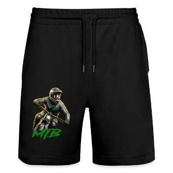 MTB Bike - Stanley/Stella Trainer Unisex Organic Jogging Shorts - black - Front - Nik (191cm) & Marisol (170cm)