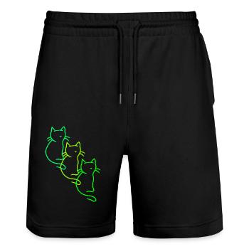 80s 90s Retro Vintage Cats Cat Kitten - Stanley/Stella Trainer Unisex Organic Jogging Shorts - black - Front - Nik (191cm) & Marisol (170cm)