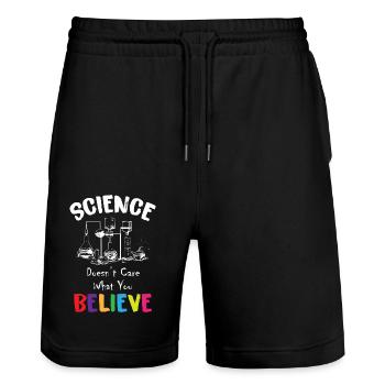 Science Doesn t Care What You Believe - Stanley/Stella Unisex Bio Joggingshorts Trainer  - Schwarz - Vorne - Nik (191cm) & Marisol (170cm)