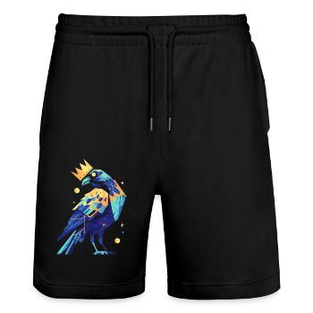 Fabulous Raven - Stanley/Stella Unisex Bio Joggingshorts Trainer  - Schwarz - Vorne - Nik (191cm) & Marisol (170cm)