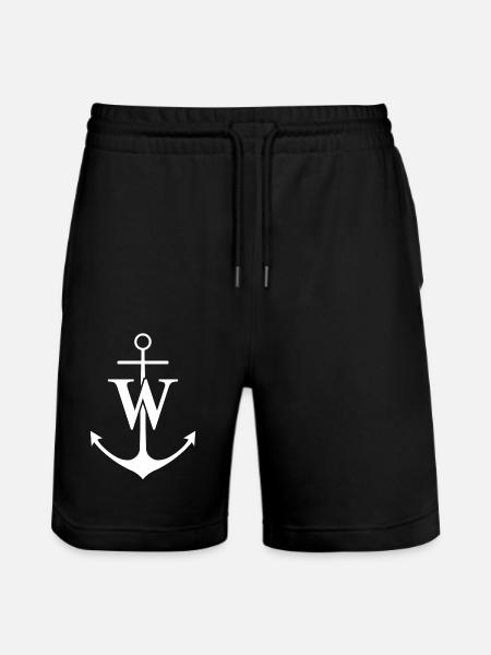 W Anchor - Stanley/Stella Trainer Unisex Organic Jogging Shorts - black